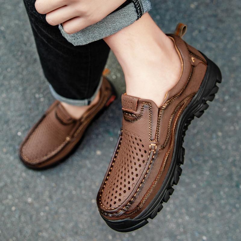Popular men's shoes 48 men's casual shoes soft-soled overshoes spring new driving leather shoes