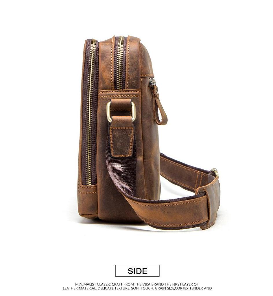 Czarny Anioł Retro Skóra Crazy Horse Męska Torba Na Ramię Crossbody