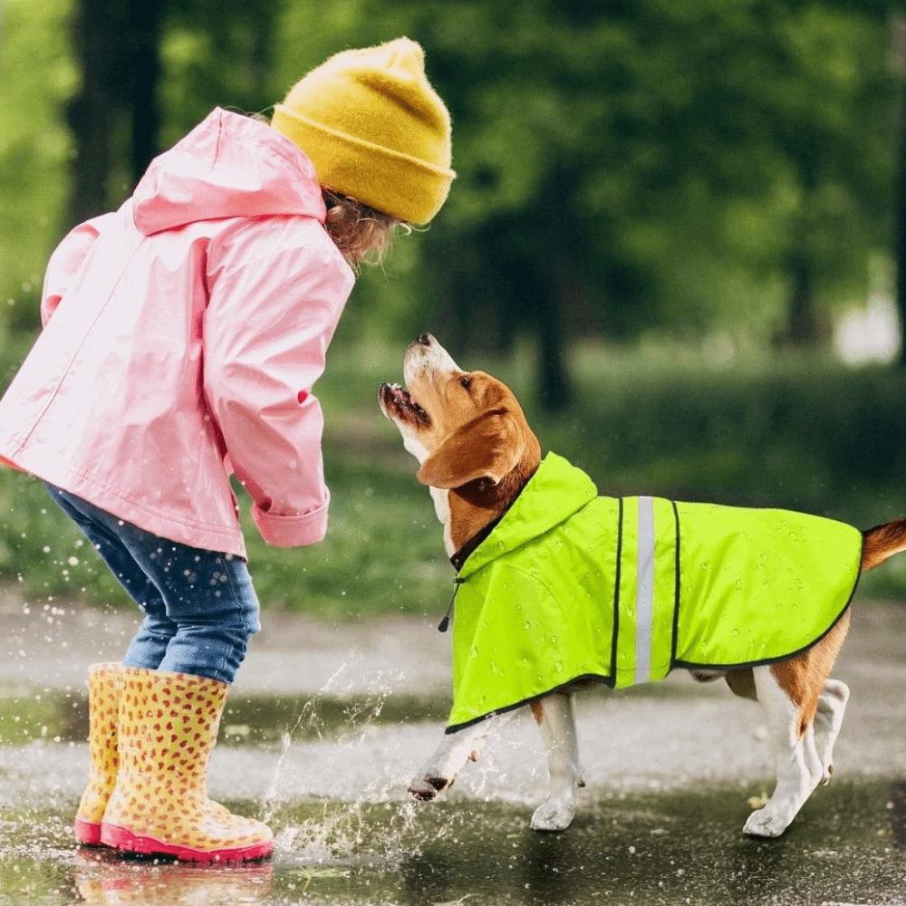 Reflective Strip Dog Rain Cloak High Visibility Pet Fluorescent Clothes Pet Rain Jacket  Bulldog