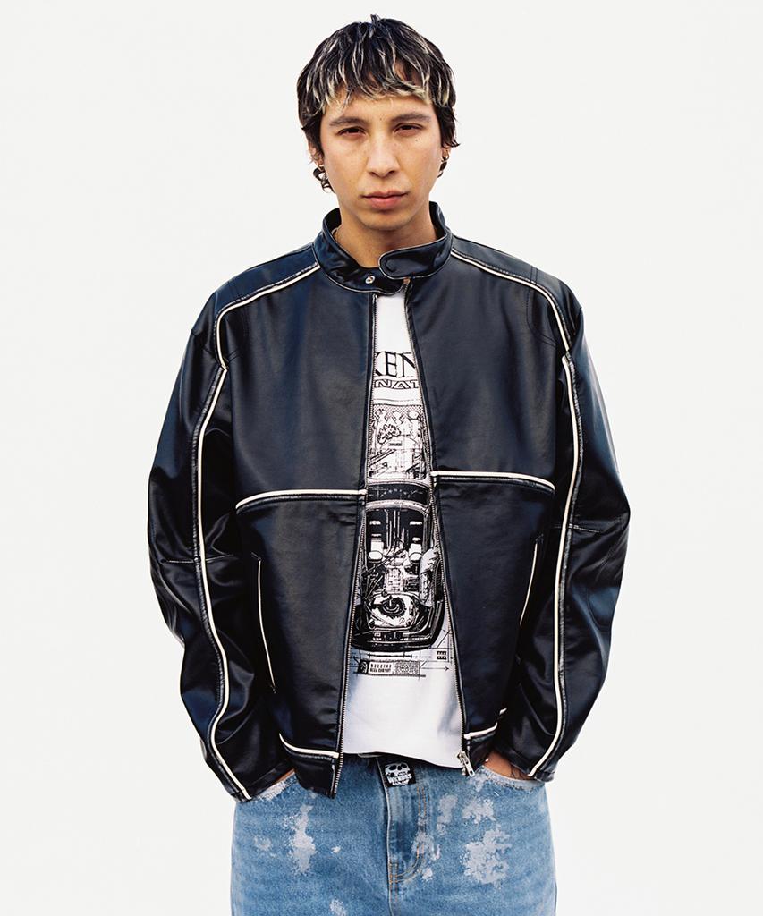 Wkndrs Washed Leather Jk (Black)