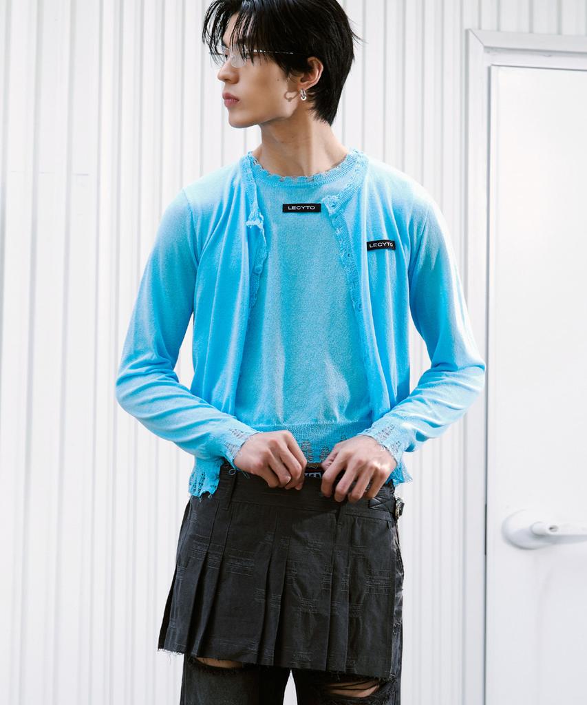 Lessito Layered Short Pleated Skirt_[Charcoal]