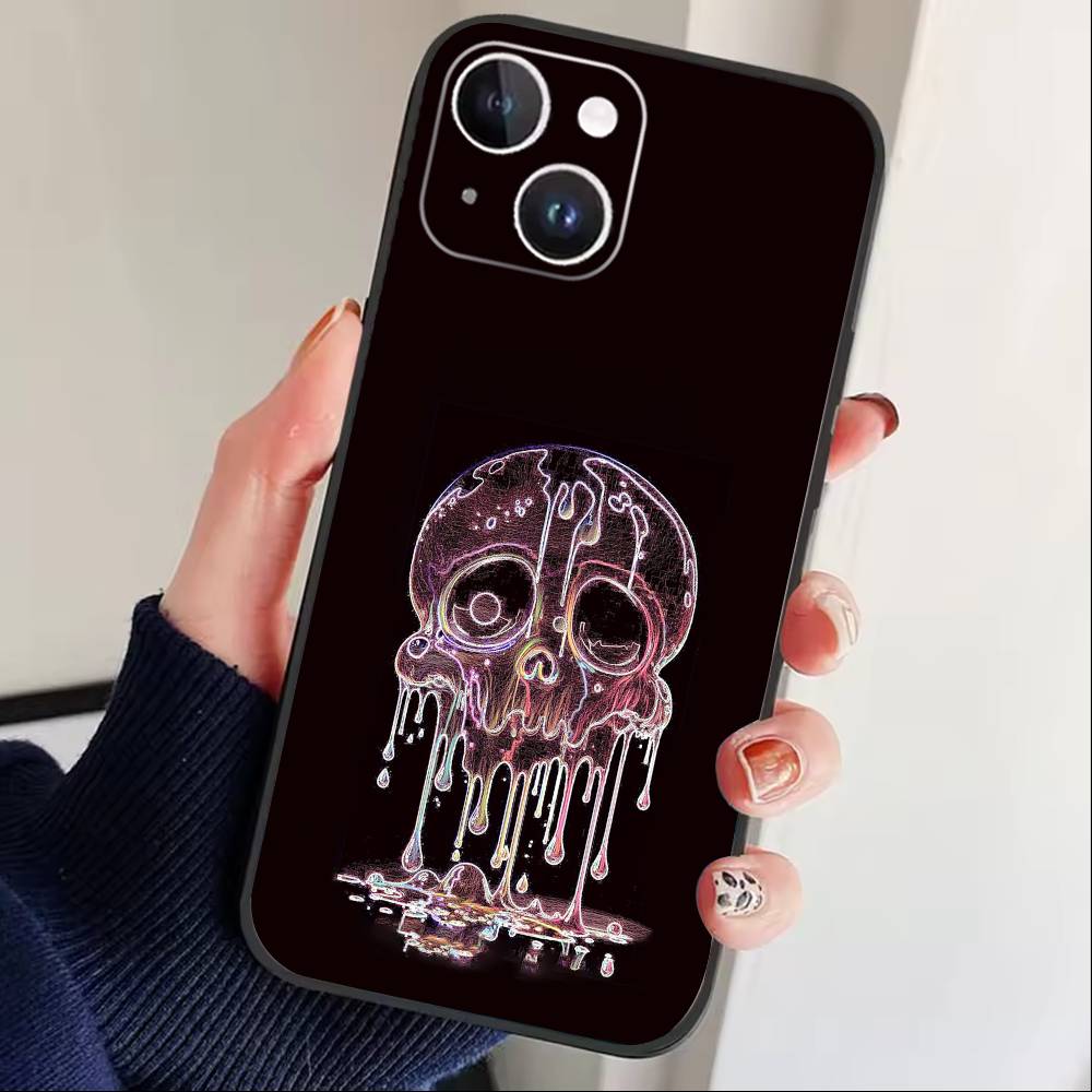 Gothic Dark Sweetheart Phone Case For iPhone 16,15,14,13,12,17,Pro Max,Plus Silicone Black Case