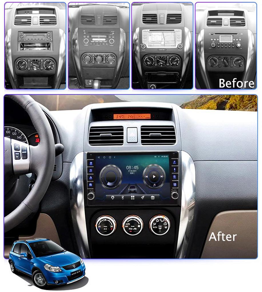 2Din Android autorádio Multimediální video přehrávač pro Suzuki SX4 2006-2013 Pro Fiat Sedici 2005-2014 s knoflíkem WiFi 1+16GB