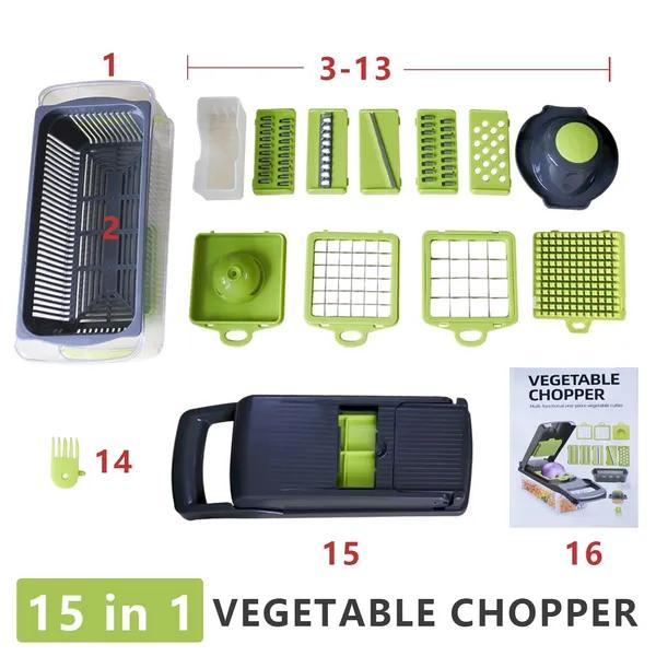 Nice Smart 15 Pcs. Vegetable Cutter Vegetable Slicer Shredder Onion Manual Dicer
