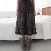 Korean Retro Plaid Ruffle Midi Skirt with Elastic Waist - Women's New Arrival