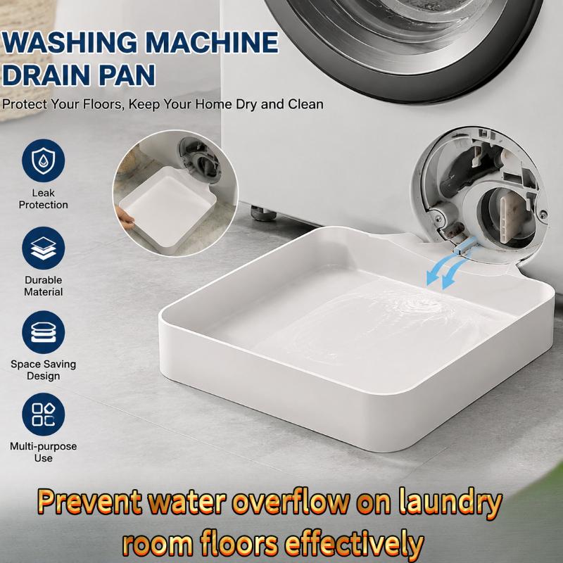 New 1/1pcs Washing Machine Drain Pan,Water Catcher Tray for Front Load Washer Filter Cleaning,Laundry Floor Spill Protector Tool