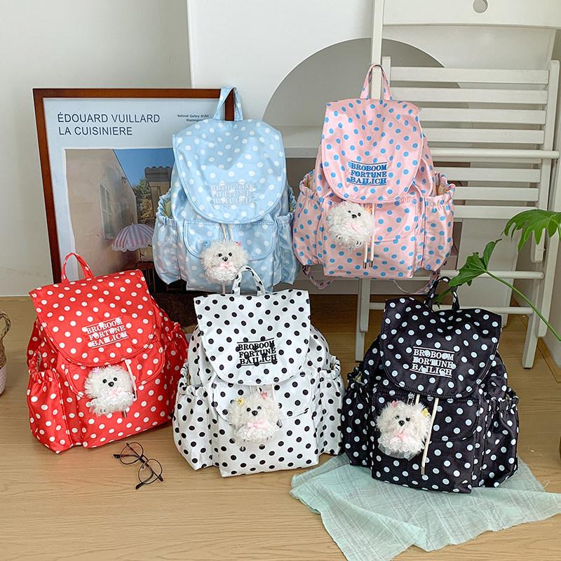 Schoolbag Internet Celebrity Girl Wind Polka Dot Backpack Female Korean Ins Niche Large Capacity Nylon Bag Travel Backpack