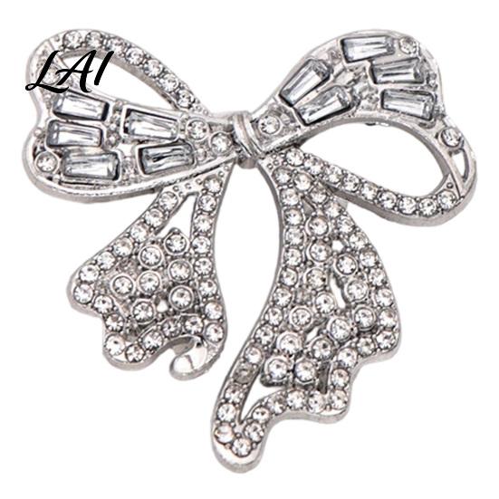 Women Fashion Accessory Sparkling Rhinestone Bow Brooch Mini Bowknot Shaped Lapel Alloy Pin Pin Clothing Jewelry for Girls