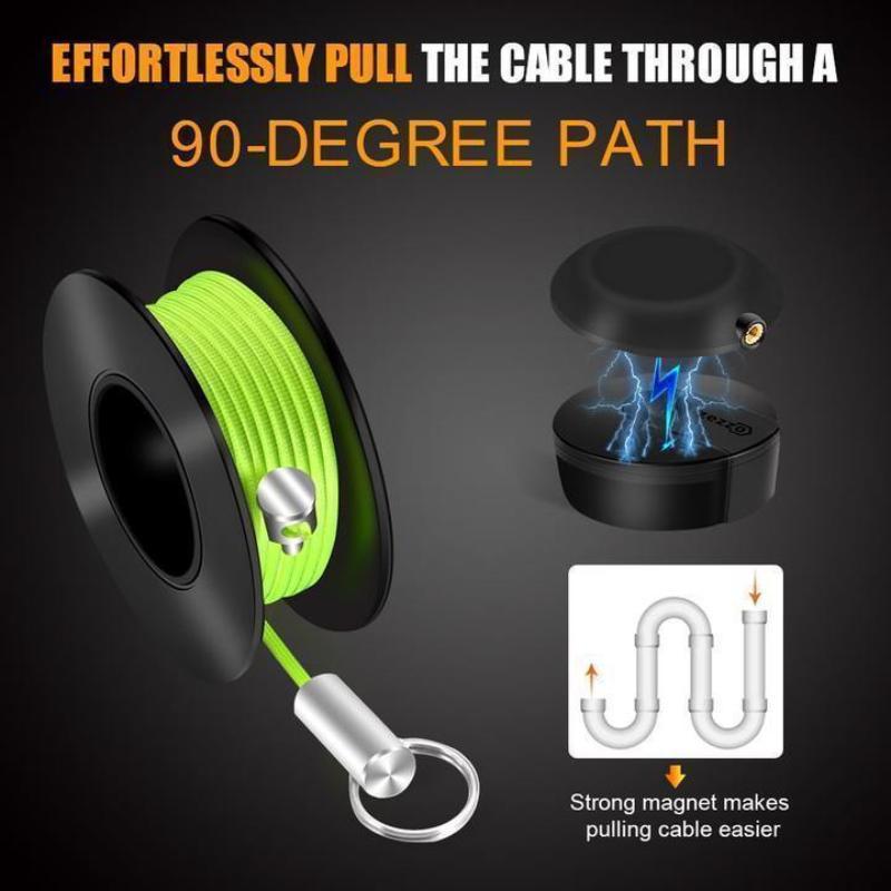 Strumento magnetico per tiracavi con gancio rivestito in nylon e linea flessibile giallo-verde per infilare nei tubi Linee scure Lavori elettrici
