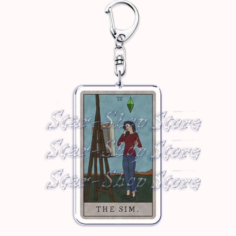 Popular Culture Halloween Tarot Card Keychains for Accessories Moon Luna Death Keyring Jewelry Fans Lovers Friends Reader Gifts