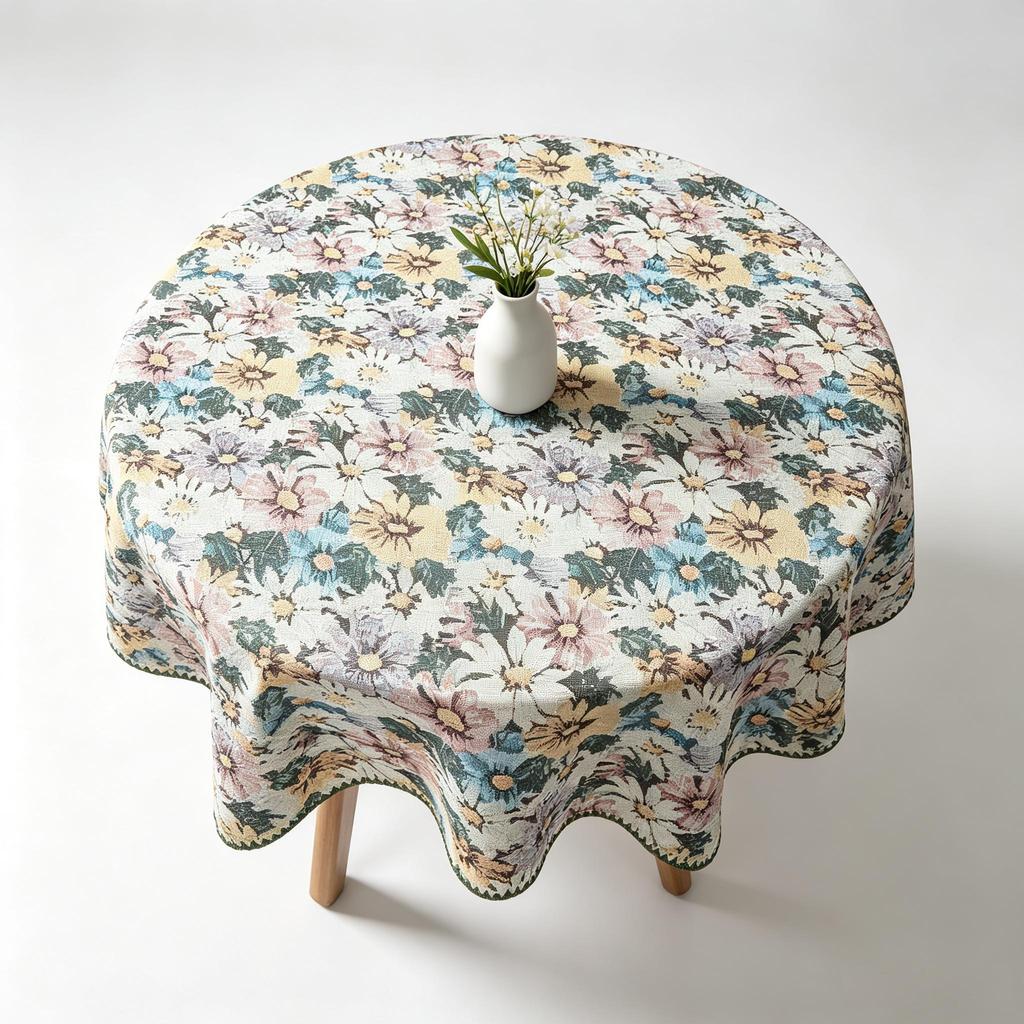 Tavola da Pranzo Cucina Area Relax Decorazione Lavabile Piccolo Tessuto Cotone Rotonda Tovaglia