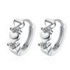 Fine Jewelry 925 Sterling Silver Earrings Inlaid with Zircon Crystal Flower Earrings Charm Jewelry for Women Gift Engagement