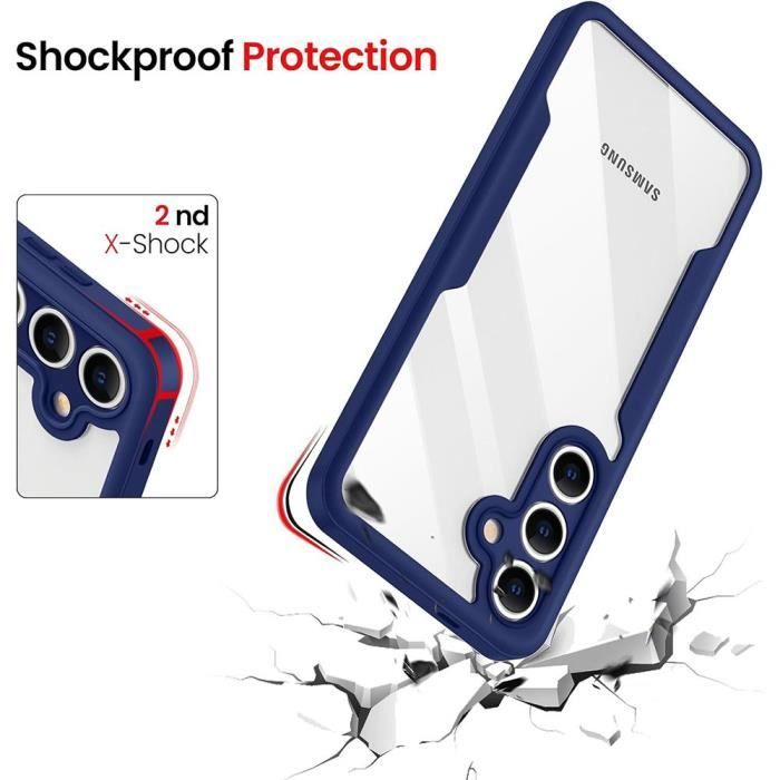 Coque de protection - BOOLING - Samsung Galaxy S24 Plus - TPU souple - PC rigide - Bleu Marine
