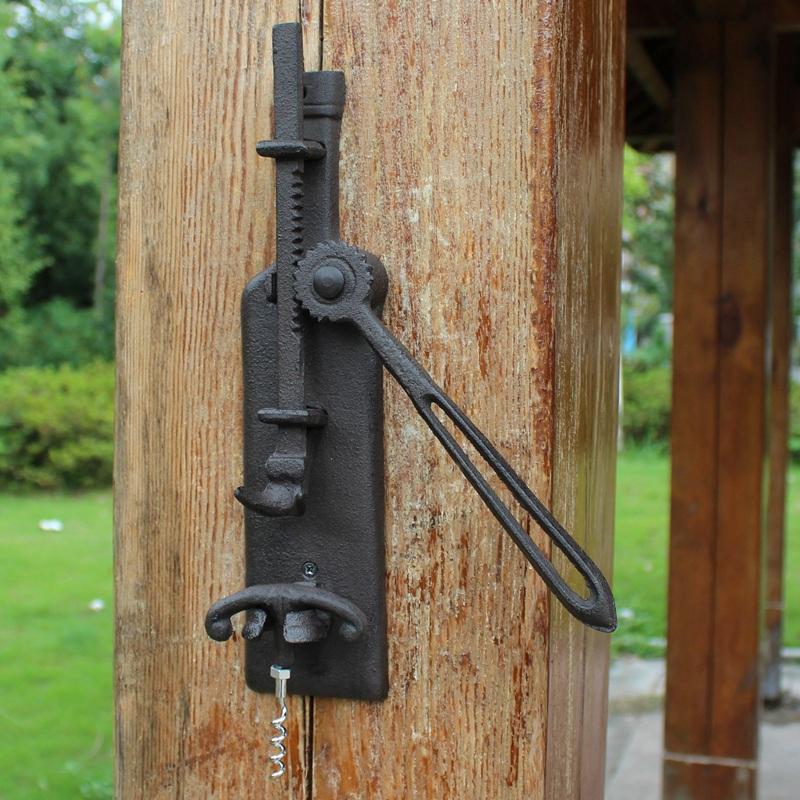 European Vintage Home Bar Decor Cast Iron Wall Mounted Wine Bottle Opener