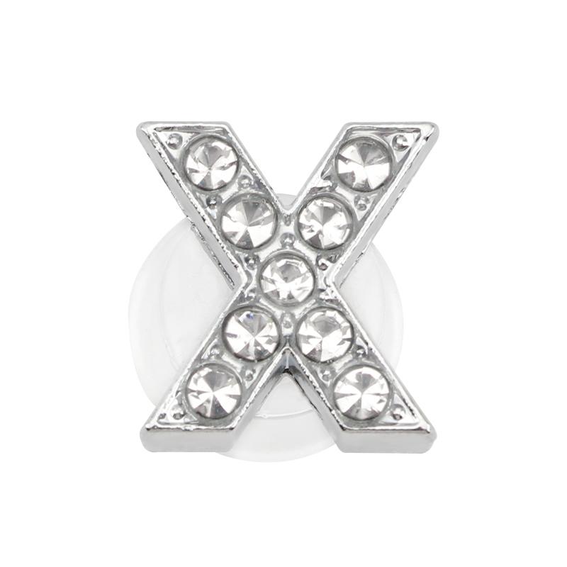 1PC Shoe Charms Glitter Rhinestone Letter Crystal Alphabet Shoes Charm Decorations Jewelry Slider Bracelet Wristbands Accessorie