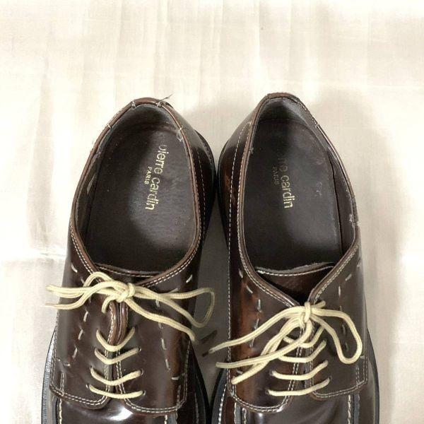 Pierre Cardin Size 43 27.5 28.0cm All Leather Swirl Moc Shoes Brown(USED)