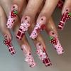 BEPAN 3D Extended Fake Nails Polka Dot Design Full Cover Nail Tips Art Strawberry Cute Bear Rose Press On Nails Wearable Fingernail