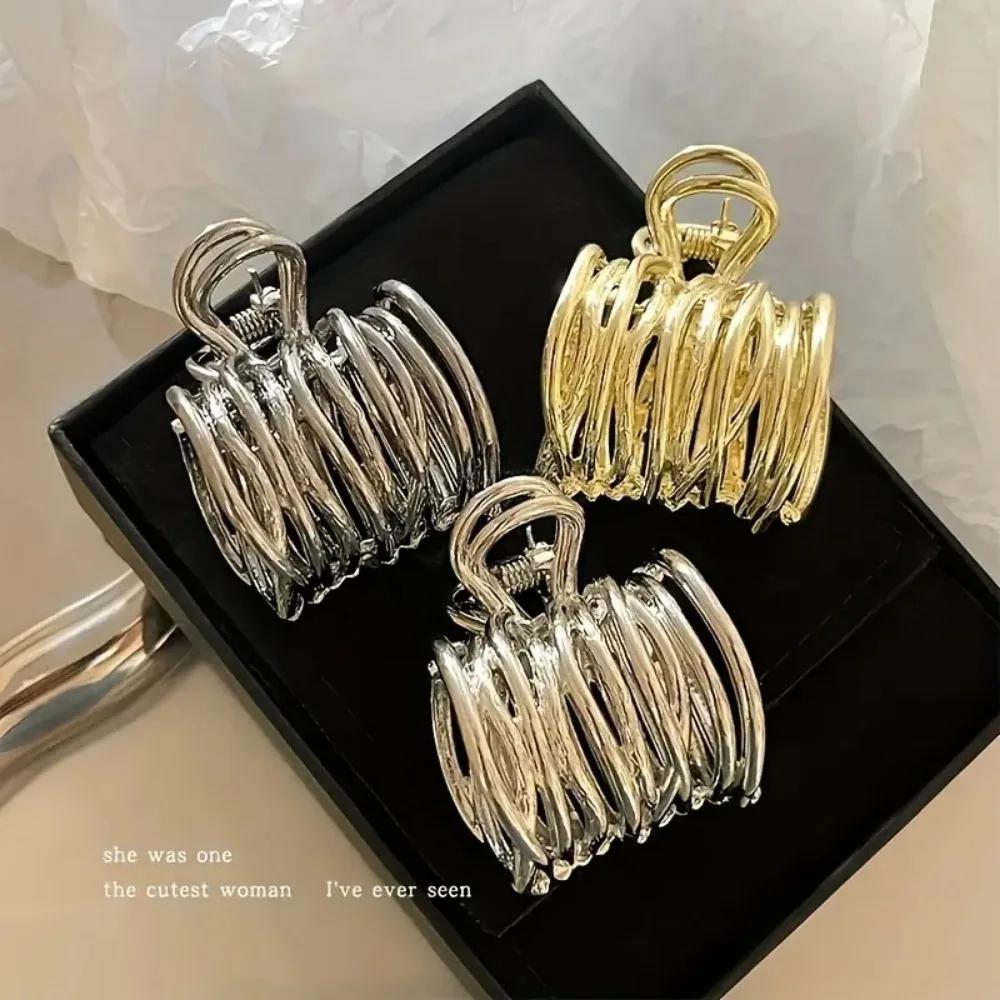 New Fashion Gold Color Hollow Geometric Metal Cross Hairclip Headband Hairpin Hair Claw Crab for Women Headwear Accessories