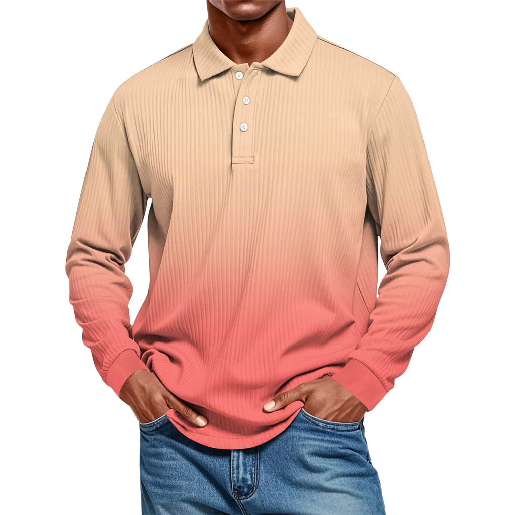 Men's Casual Style Solid Color Loose  Shirt Long-sleeved Top