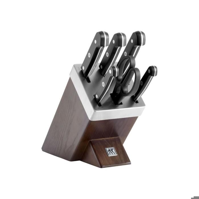 Couteau De Cuisine - ZWILLING - Gourmet - Bloc Auto-affûtant - 7 Pièces - Marron Foncé