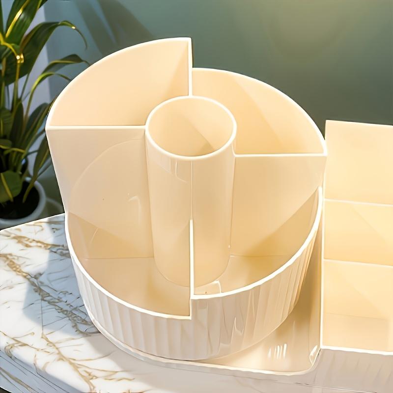 360° Rotating Makeup Brush Storage Box with 5 Slots - Cosmetic Storage Box - Perfect for Bathroom Vanity or Desktop Display, Cosmetics Holder