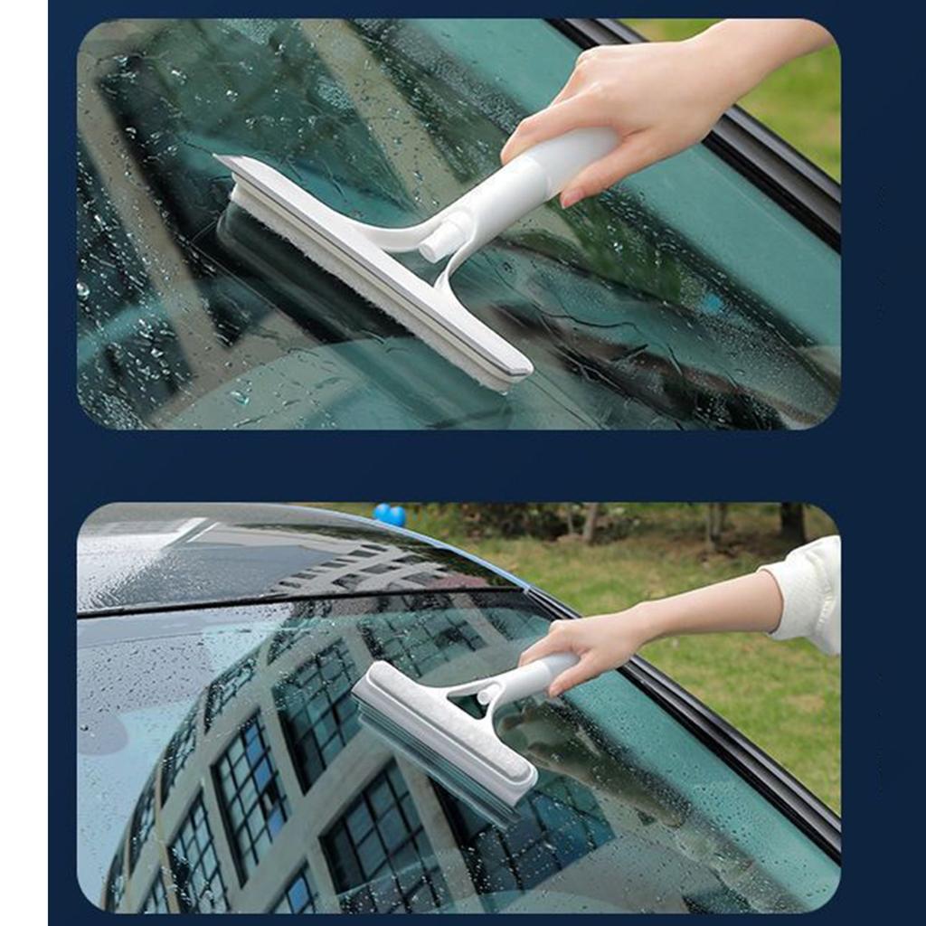 A Tool For Cleaning Glass, Of Double-sided Brushing And Scraping, With A Spray Bottle And Three In One Glass Scraper