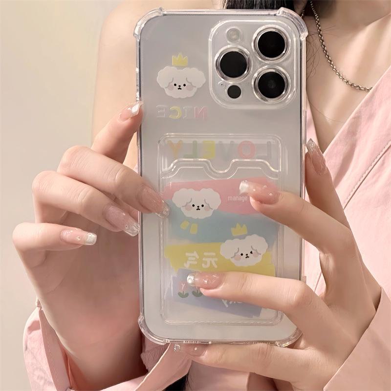 Zhitai Cartoon Silicone Phone Case for iPhone 13-15 Pro/Max with Card Holder
