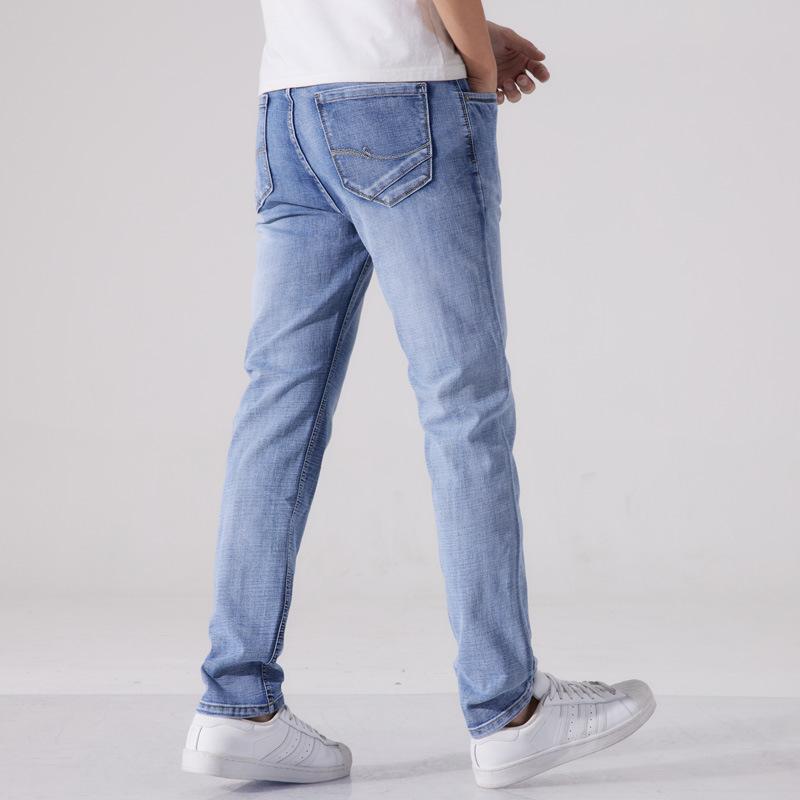 Spring and Summer New Men's Slim Straight Retro Stretch Jeans Trousers Men