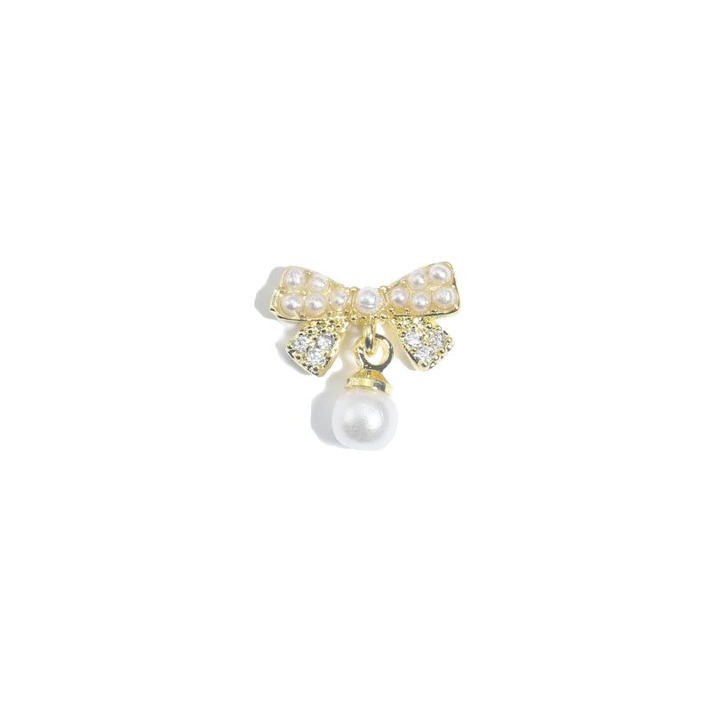 3D Zirconia Bow Nail Art: Luxurious & Shiny Pearl Gel Polish Decoration