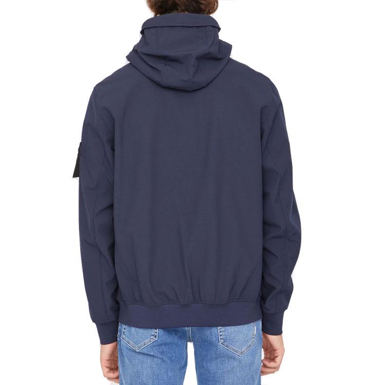 STONE ISLAND FW22 Solid Color Zip Loose Fit Hooded Long Sleeve Jacket Men Jacket Dark-Blue 7715Q0122-V0020