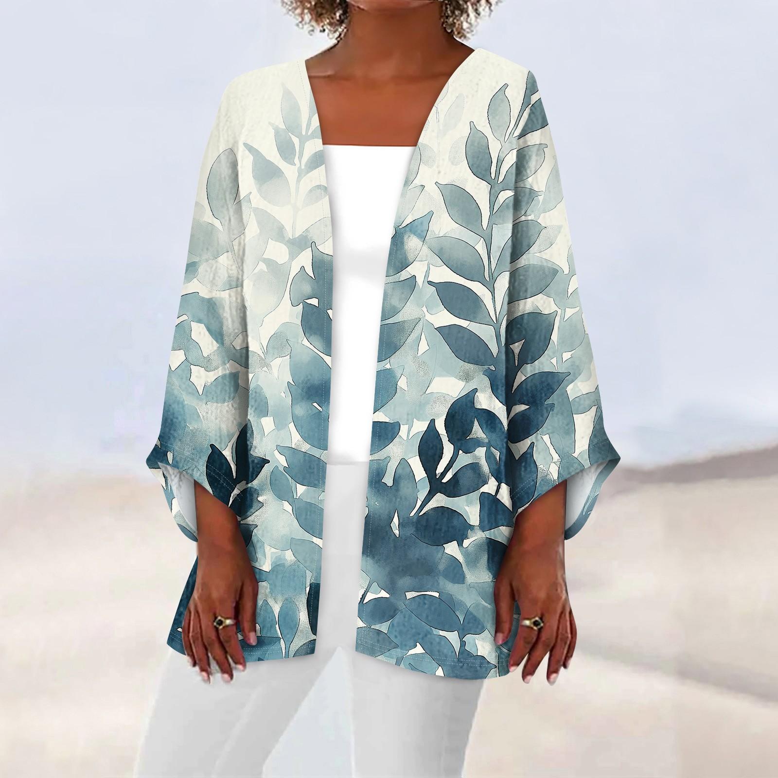 

Женская повседневная модная легкая куртка средней длины с принтом в стиле ретро, ​​кардиган XXXXL синий