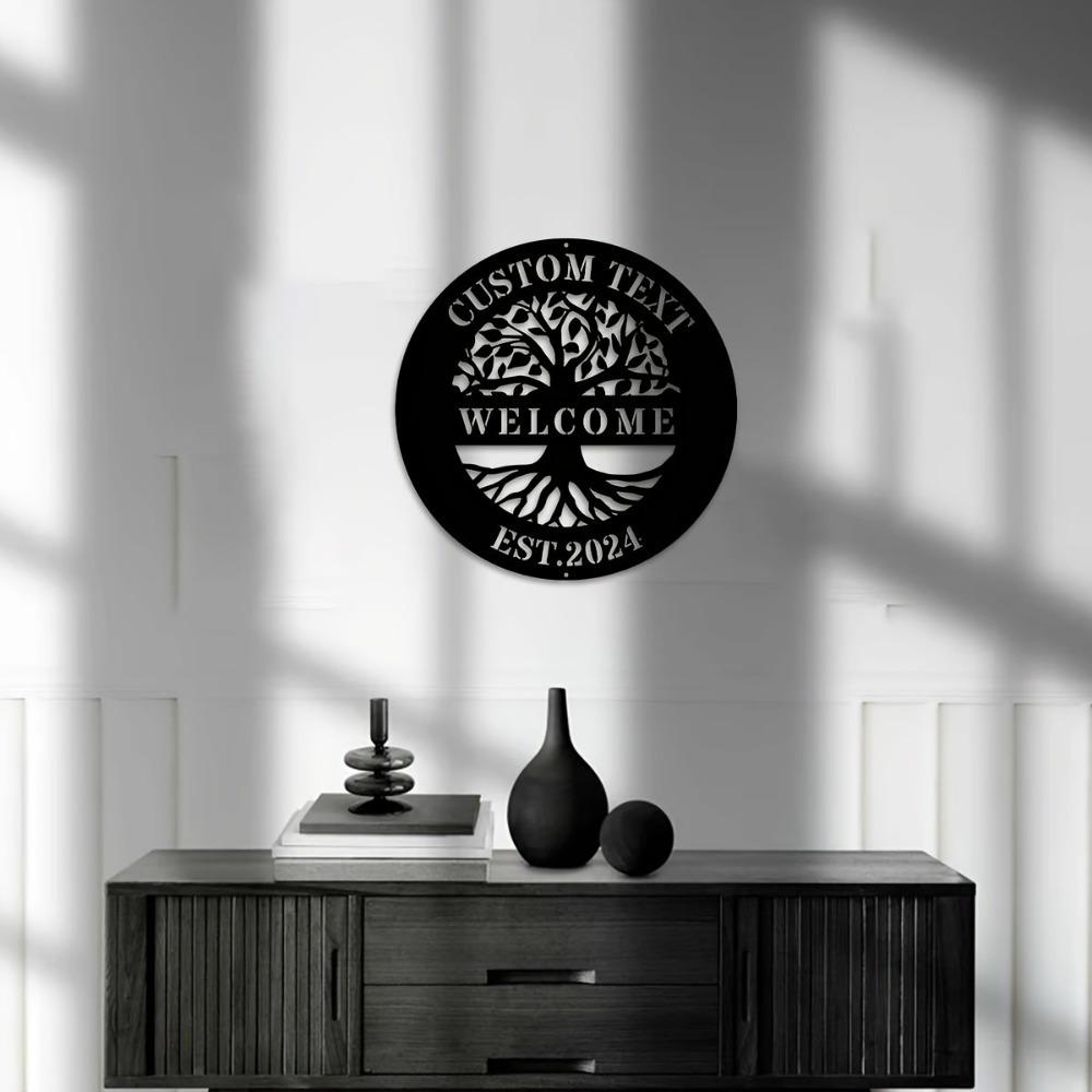 Metal Wall Art Tree of Life Customizable Family Name House Number Sign