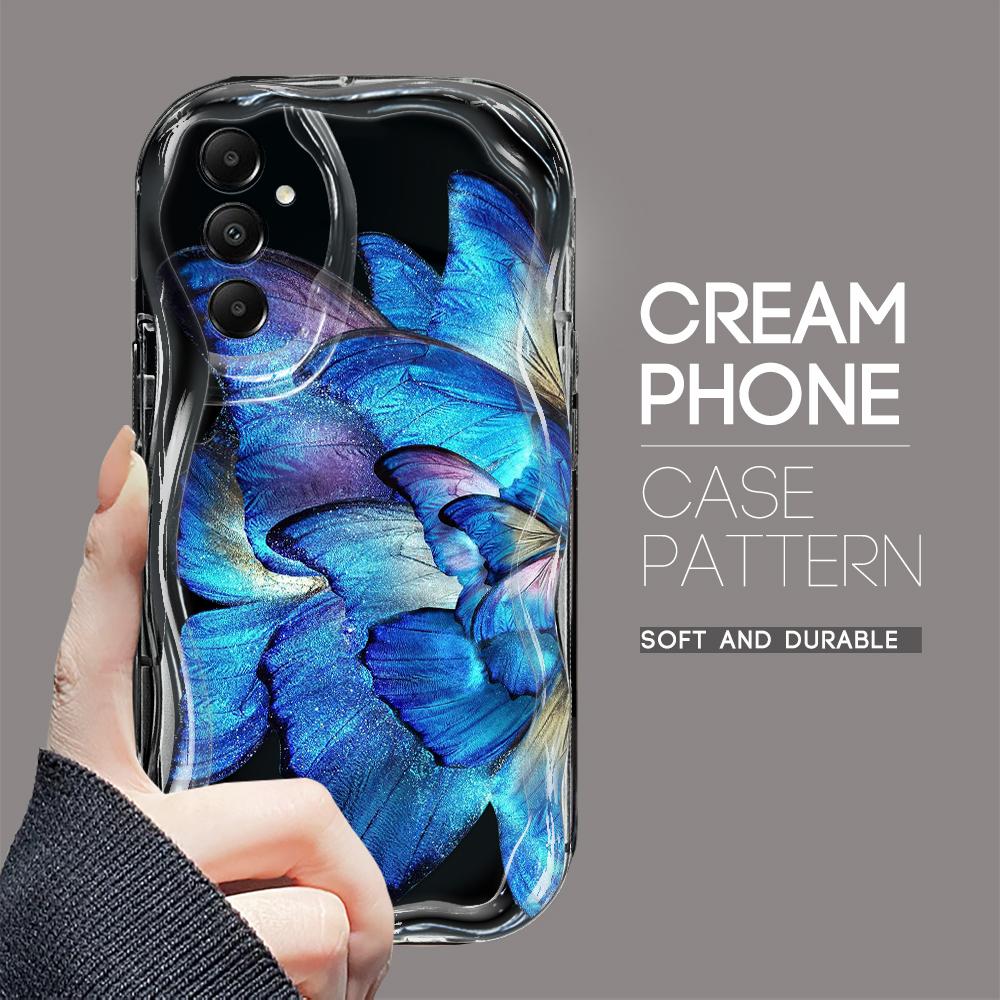 Cute Cartoon Pattern Cream Texture Casing Wavy Edge Soft Silicone Cover Phone Case for Samsung