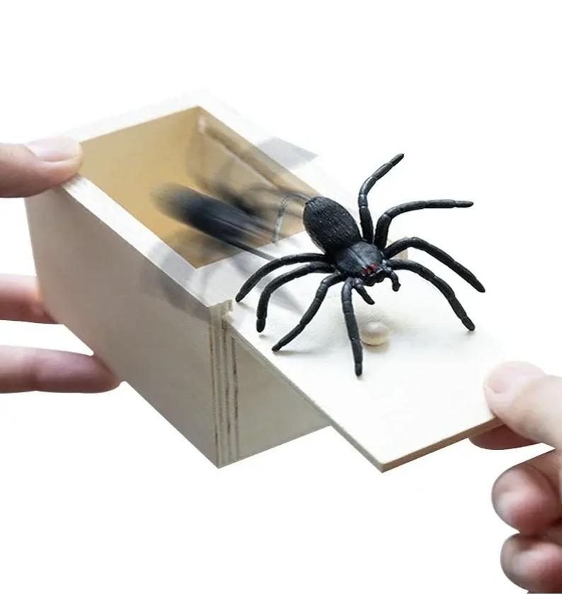 1ks legrační pavouk skákající hororová krabička dřevěná skrytá krabička přítel žert kaskadérský kousek hororový pavouk zábavná hra Halloween party dekorace dárek