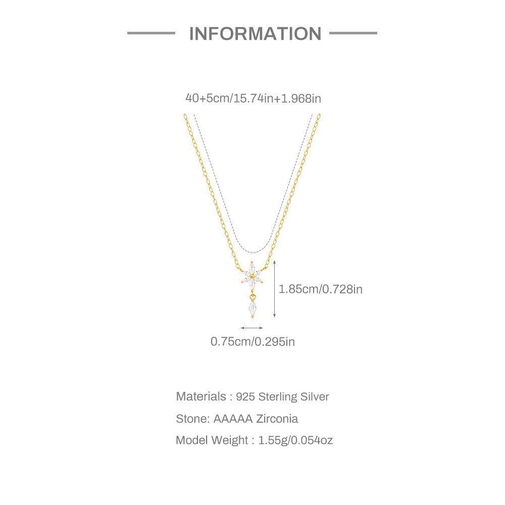 Fashion S925 Sterling Silver Horse Eye Zircon Kite Floral Wind Simple Temperament Necklace