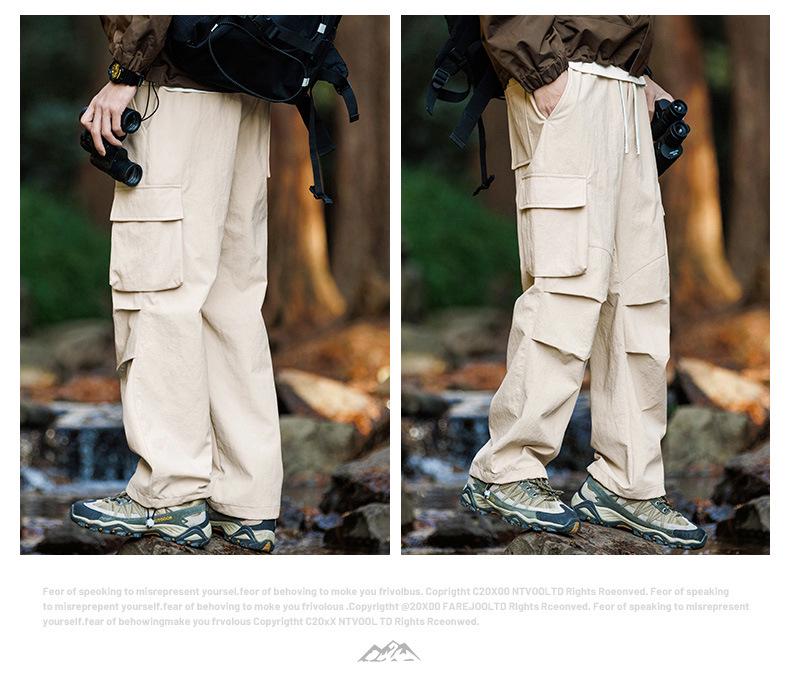 Men's and Women's Outdoor Waterproof Loose Straight-Leg Pants for Hiking and Mountaineering