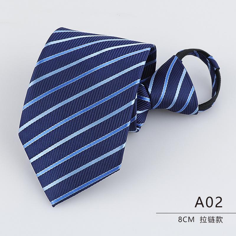 Men'S Dress Business Career Wedding Groom Korean Version Narrow Lazy Blue Zipper Free Hand Striped Tie