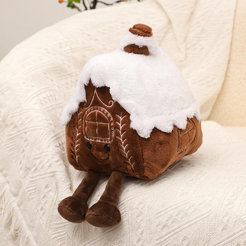 Christmas Gingerbread House Plush Doll Cute Little House Doll Holiday Decoration Pillow Gift Ornament