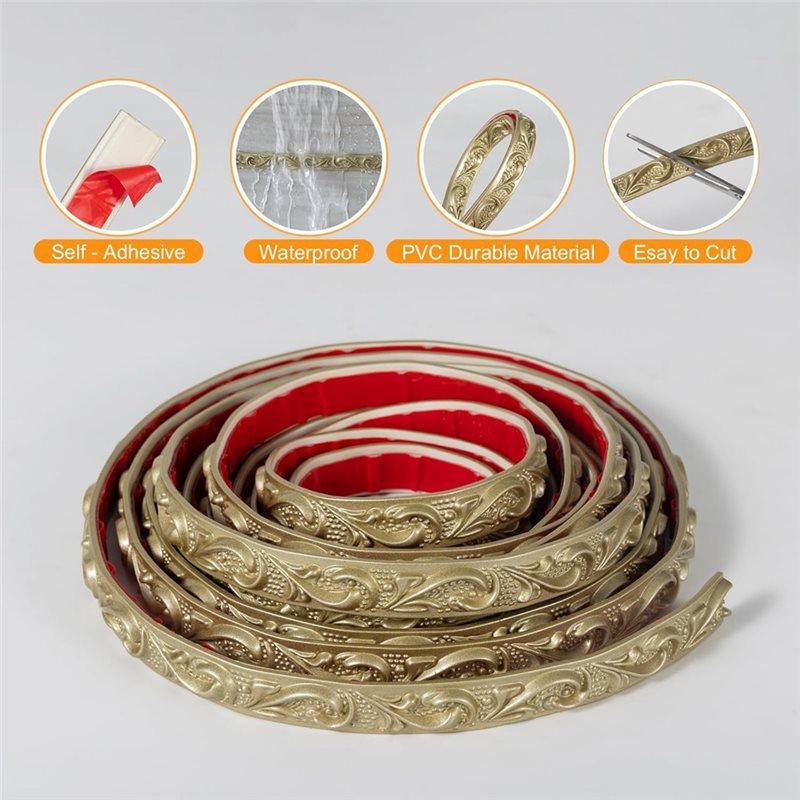 AAAF X16.4FT 0.8" Dourado Champagne Moldura Coroa Acabamento-Decorações de Parede Florais-Descascar e Colar Design 3D Para Espelhos, Molduras de Móveis