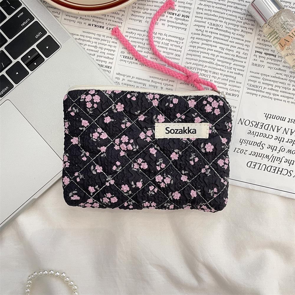 Floral Quilted Cotton Sanitary Napkin & Coin Storage Bag - Large Capacity, Soft, Cute Design