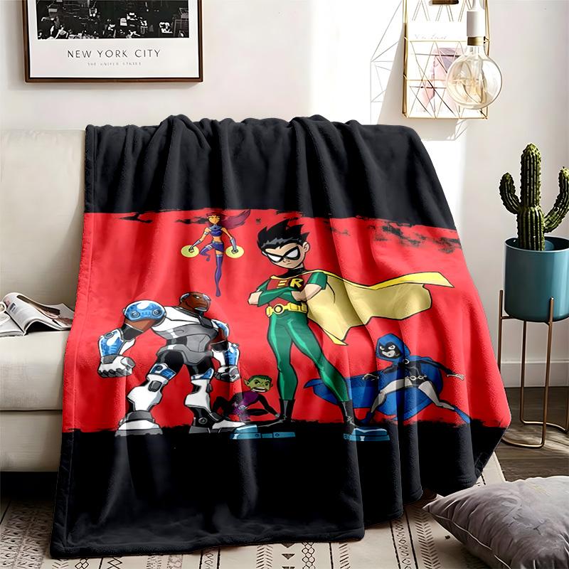 Teen Titans Go! (5) Pătură Potrivită Pentru Toate Anotimpurile Și Perfectă Pentru Siestă Prezintă Culori Vibrante Un Cadou Ideal Pentru Familie Și Prieteni