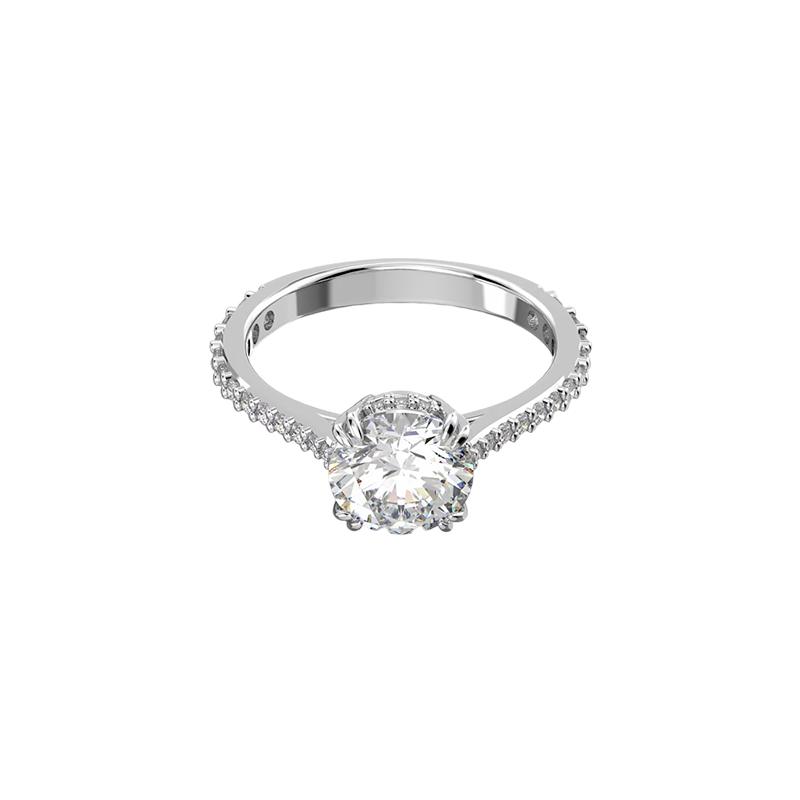 Swarovski Stilla fashionable and simple trend rhodium-plated, zirconia ring for women Silver 52