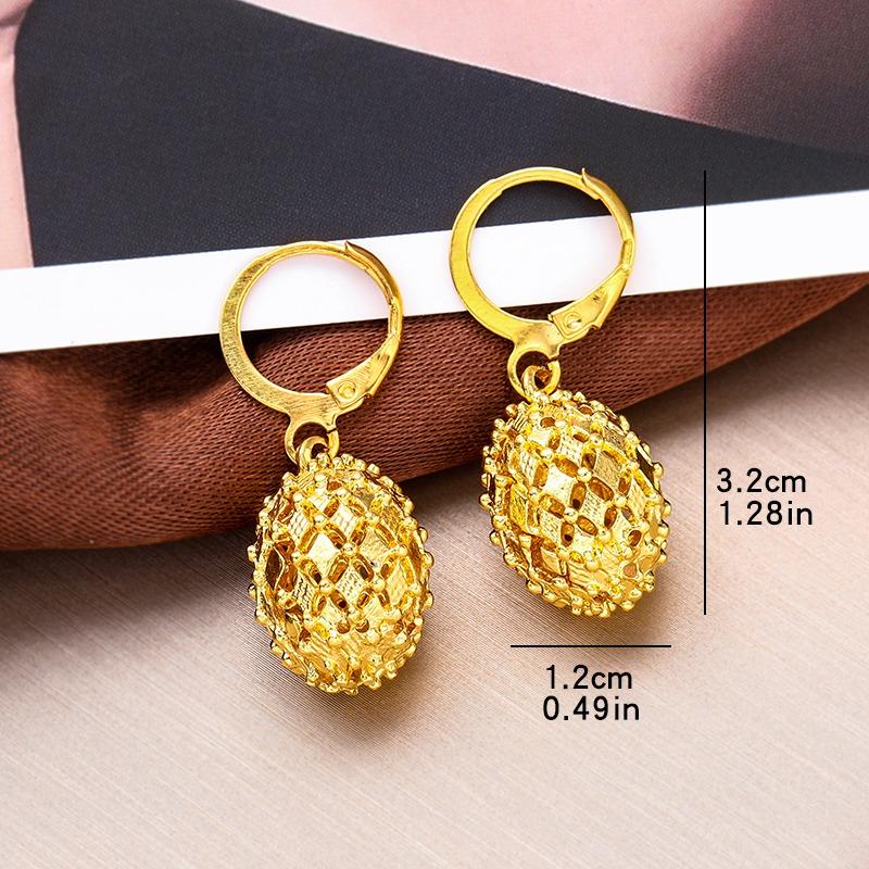 Vintage Metal Hollow Ball Drop Earrings Elegant Women's Classic Creative Hollow Ball Zircon Party Gift Accessories