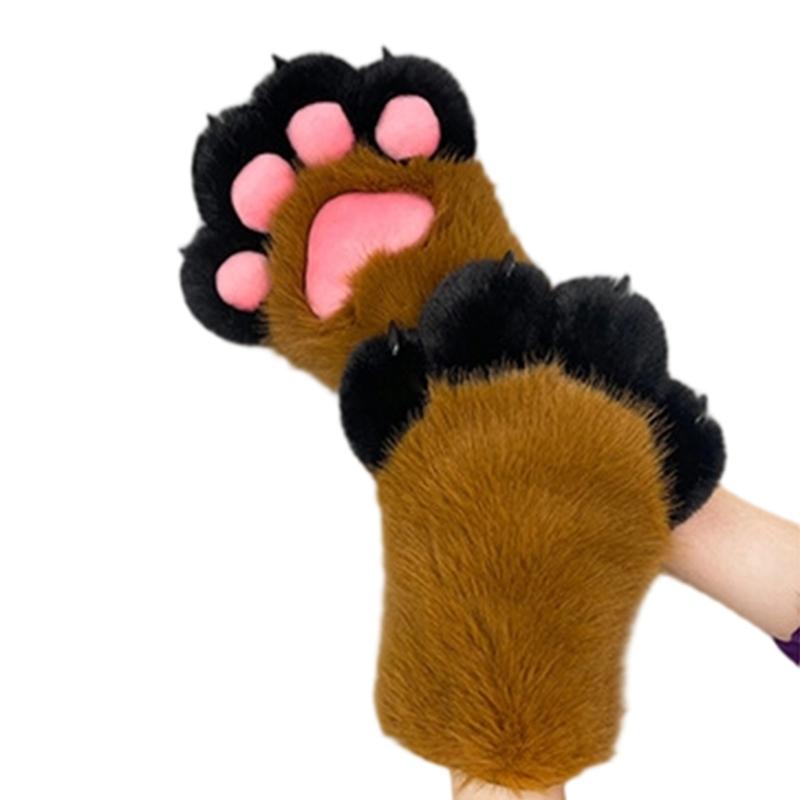 Furry Cats Paws Gloves Cosplay Costume Gloves for Women Girl Warmth Comfort Soft Plush Fursuit Gloves Anime Armwear