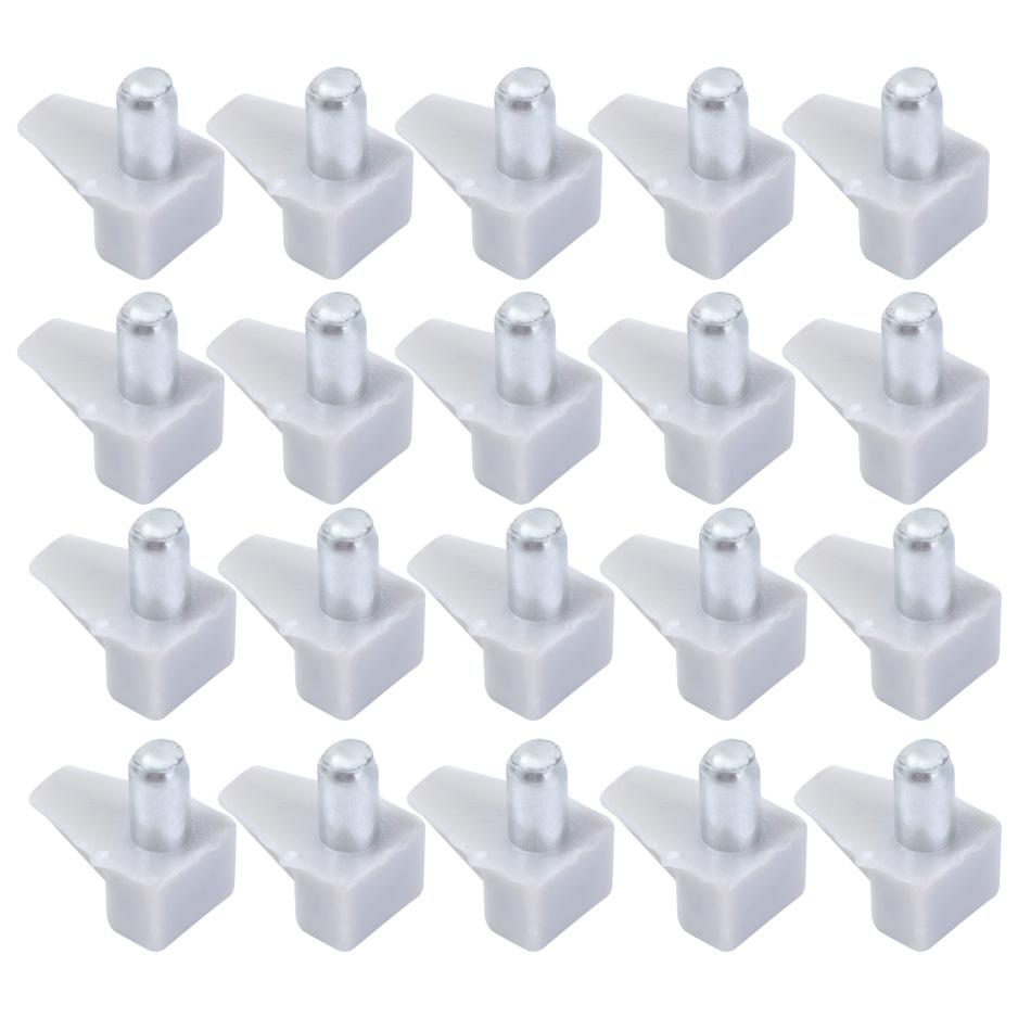 20 Stück Regalbolzen mit Metallstiften zur Unterstützung von Regalböden, Trennwänden und zur Befestigung an Schränken und Holzmöbeln