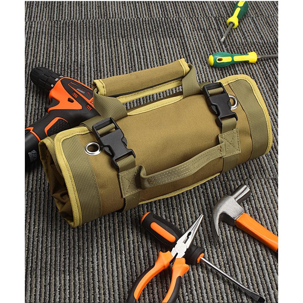 Canvas thickened electrician bag, durable, woodworking electrician maintenance, storage bag, roll, car, hardware tool bag