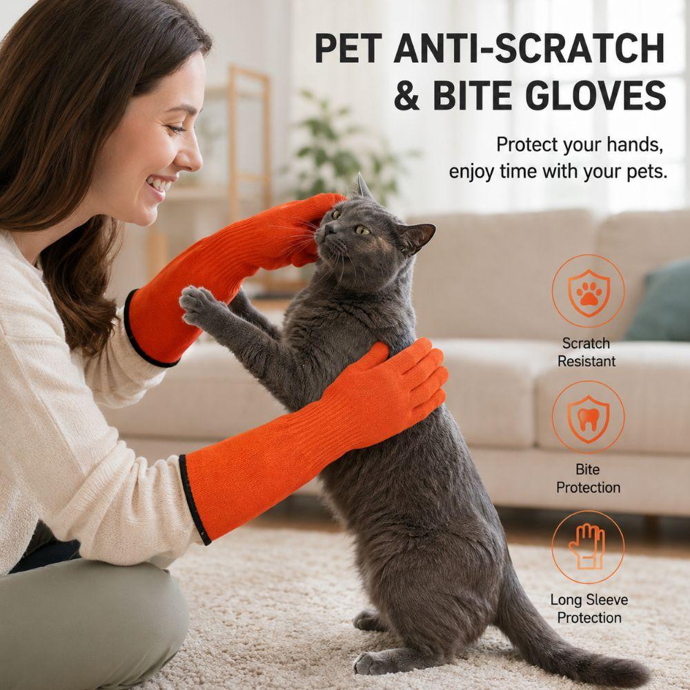 Verstärkte bissfeste Handschuhe Verhindern Kratzer Tierhandhabungshandschuhe Katzenhandschuhe Haustierbedarf