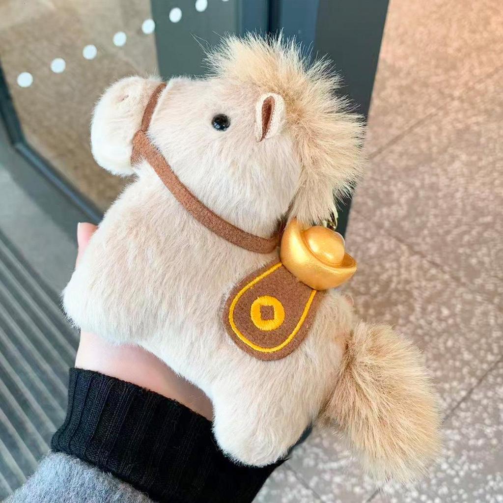 Carefully Crafted Year of the Horse Zodiac Plush Doll with Ingot Pendant.