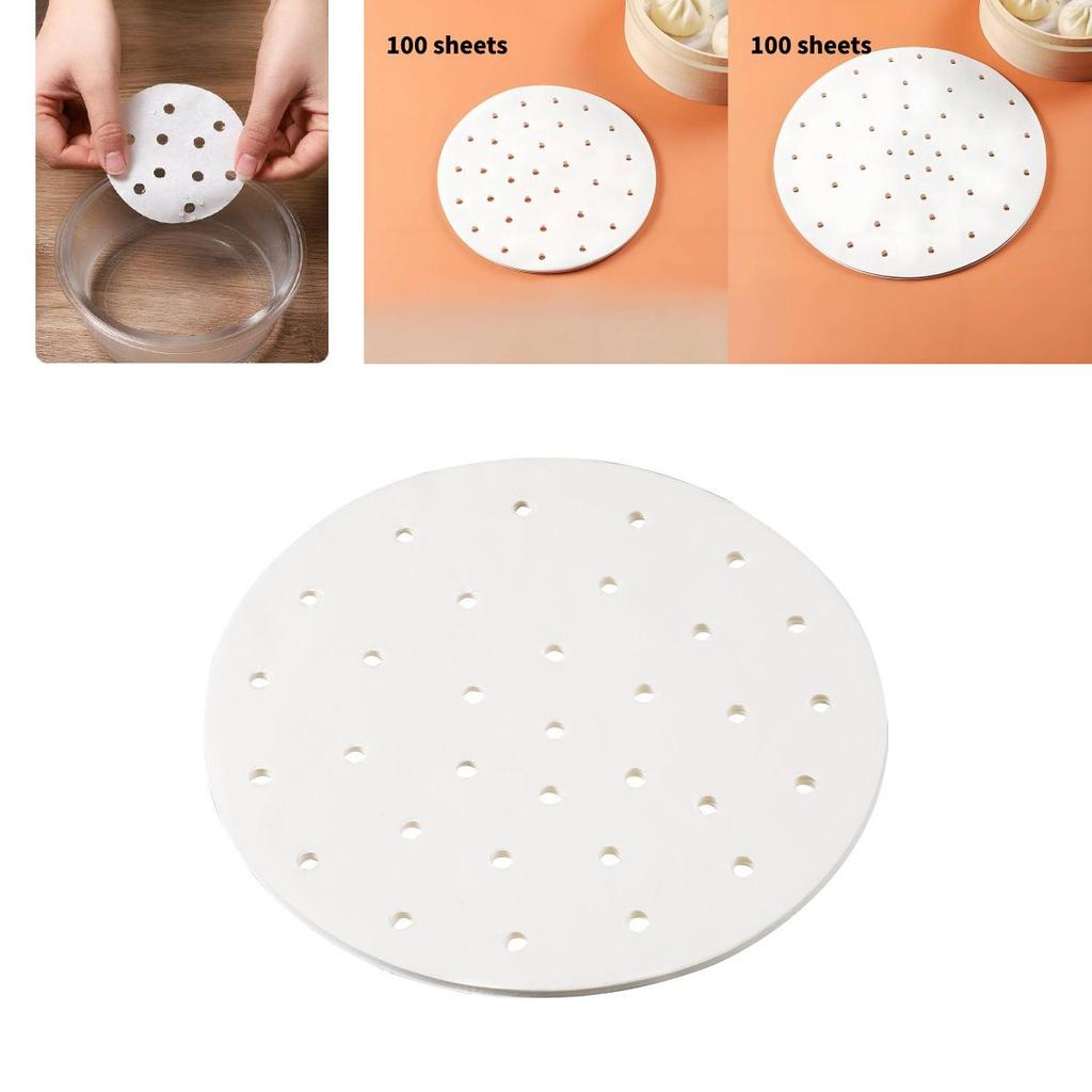 Hochwertige Antihaft-Dampfgarpapiereinlagen für die einfache Zubereitung von Teigtaschen und Brötchen.