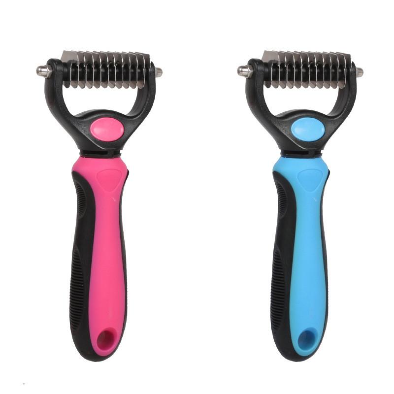 Dog Bath Brush Pet Cat Hair Removal Brush Double Sided Deshedding  Comb Pet Fur Knot Cutter Dog Grooming Shedding Tools